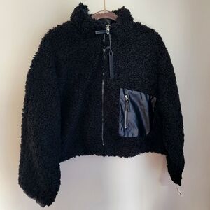 BLANKNYC NWT Faux Shearling with Faux Leather Trim Bomber Jacket Size XL